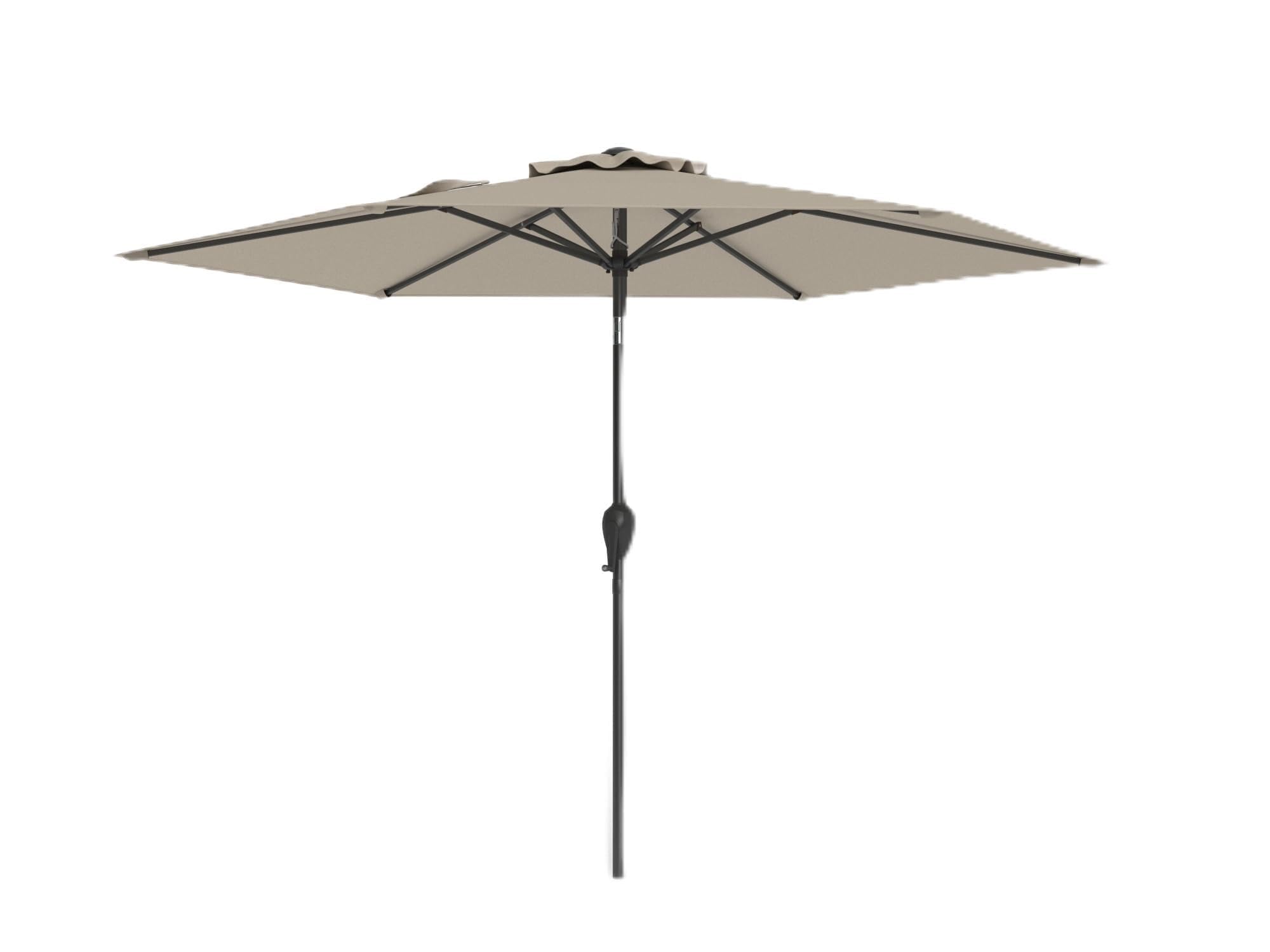RELAX4LIFE Sombrilla Terraza Exterior Φ230cm con 18 Luces LED Solares, Manivela y Inclinación Ajustable, Sombrilla de Jardín con 6 Costillas y Panel Solar para Terraza, Jardín y Patio