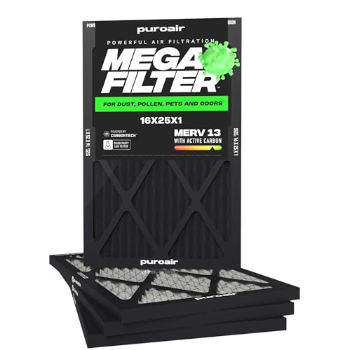 PuroAir MegaFilter 16x25x1 MERV 13 Air Filter (4-Pack)