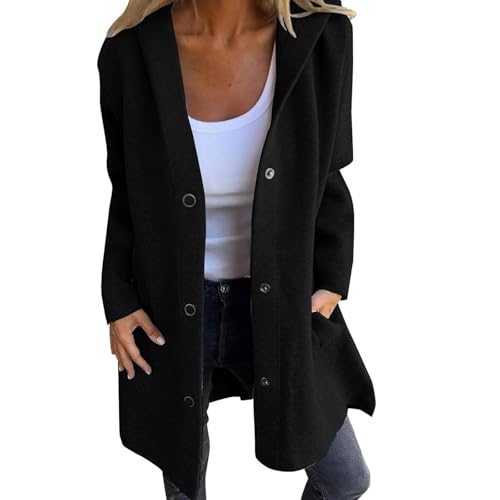 Jackets for Women Single Breasted Hooded Jackets Casual Lightweight Jacket Trench Coat Warm Winter Outwear Peacoat2