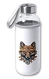 porte bidon velo vintage Bidón de cristal de 420ml de capacidad con funda de neopreno. Con tapón de seguridad a rosca en acero inox y cinta de transporte. 420 ml. Presentación Individual. Funda Soft Shell Incluida, la impresión va sólo en la funda.