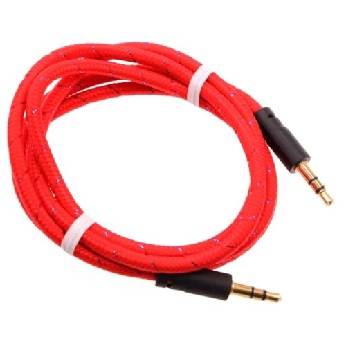 Cable Auxiliar Jack 3.5mm Trenzado Rojo 1 m
