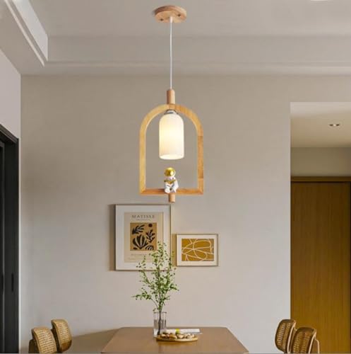 Plafonnier E27 chambre et salon en bois au design moderne 23cm