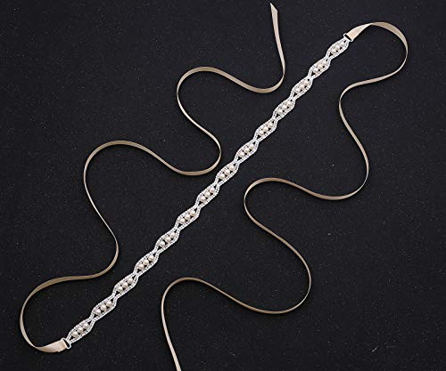 Thin Crystal Wedding Belt Sliver Bridal Belt Bridesmaid Sash with Pearls Rhinestones for Women Dress Accessories2