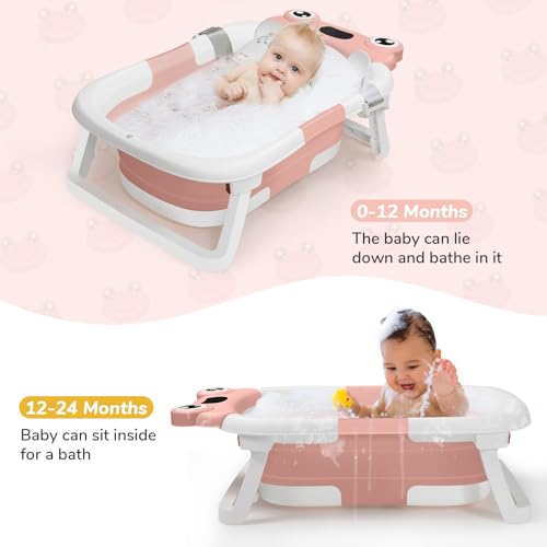 Baignoire pliable bébé compacte et stable dotée d'un coussin souple