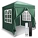 Bonnlo Pop-up Pavillon, Faltpavillon 2x2m, Höhenverstellbar, Wasserdicht Partyzelt mit 4 Seitenteilen, Gartenpavillon für Outdoor Hochzeit Garten Camping Party, Grün
