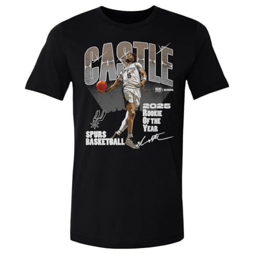 500 LEVEL Stephon Castle San Antonio Spurs 2025 Rookie of The Year Shirt (Black, Large)