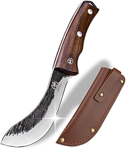 ZENG JIA DAO Forged Wide Skinning Knife - Handmade Viking Boning Bushcraft Blade for Hunting and Kitchen - Full Tang with Wooden Handle - Gift for Chefs Hunters and Outdoors Enthusiasts