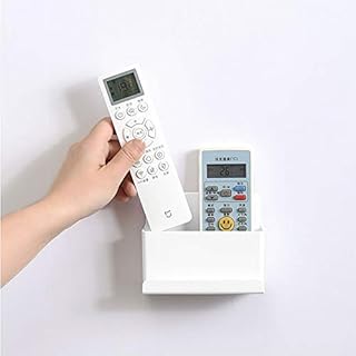 TV Remote Control Holder Wall Mounted, Sticky Remote Tidy Caddy Organizer White