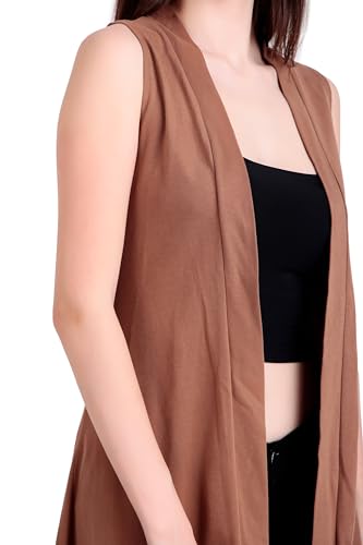 Image of NIMBLE Women's Open Front Sleeveless Cotton Long Shrugs | Modern Fashionable Cardigan for Casual & Formal Wear | Comfortable & Stylish Outerwear For Party