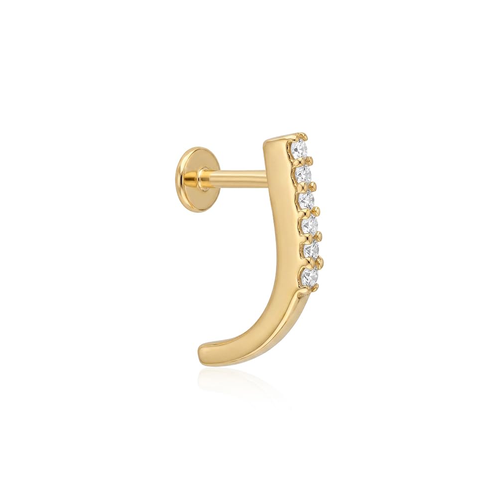 touch925 Sterling 925 Silver Seven Stone Curved Zircon Nose Pin for Women and Girls | Cubic Zirconia Gold Finish Minimal Nose Stud Elegant Daily Wear Jewelry | With Certificate of Authenticity-picture-17
