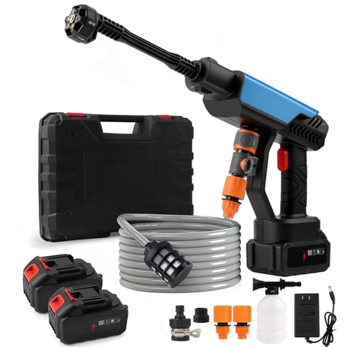 Goldmeet Car Wash Water Spray Set, Portable Cleaning Kit with Adjustable Spray Tip, 5-Meter Hose, Water Pipe Adapter, Filter Screen, Foam, Toolbox for Patio, Garden, Home