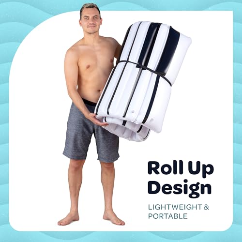 Inflatable Mat Pool Floats for Adults, Extra Large 70"x33" Roll Up Mattress Lounger Floatie, Pool Float Mat Flat Tanning with Pillow Headrest, Portable Floatie Swimming Pool Fun Accessories - Piano