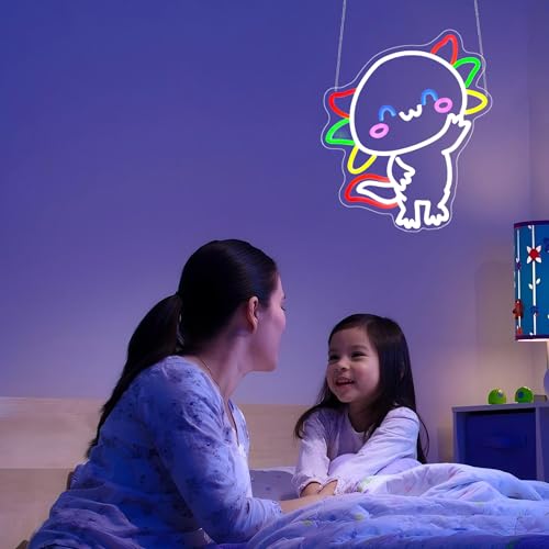 Image of Axolotl Neon Sign, Neon Signs for Wall Decor Neon LED Signs Room Neon Light Up Signs Home Decor for Bedroom Club Party Bar Shop USB Operated