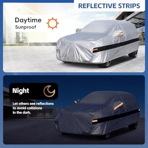 Image of Holhtly Car Cover Custom Fit for BMW X5, Car Covers for Automobiles All Weather Waterproof Sun Snow Rain Wind Dust Protection, Outdoor Car Cover Gray & Black