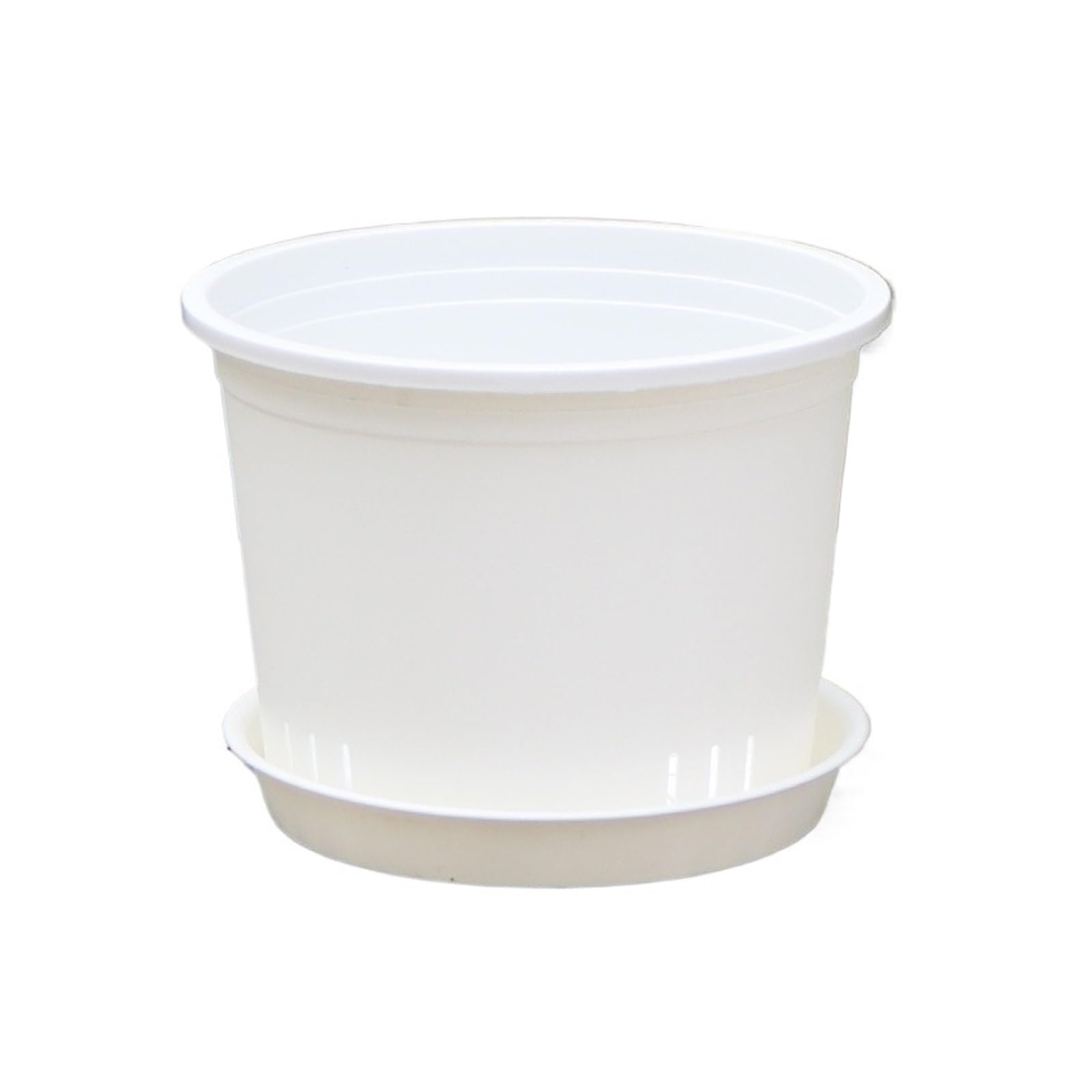 JUAKSQZYI Plastic Flower Pot with Ventilation Holes and Tray White Round Planter Plant Container, for Garden Terrace