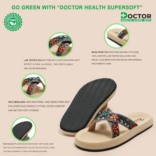 Image of DOCTOR HEALTH SUPER SOFT Women's Classic Ultra Soft Flip Flops with Cushion Footbed for Adult | Comfortable & Light Weight | Stylish & Anti-Skid | Waterproof & Everyday Slip-on for Ladies