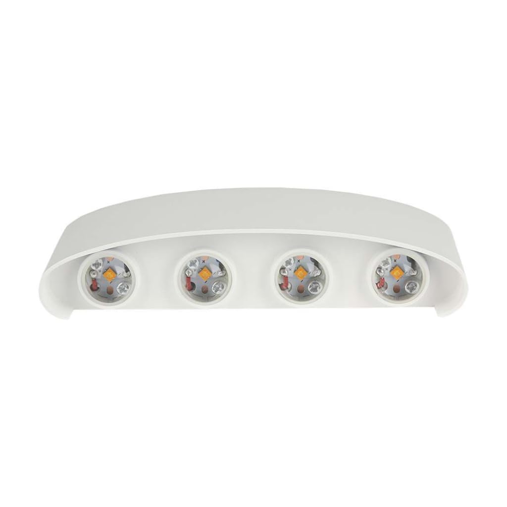 LEDLUX LD8617 Applique Led Da Parete 8W 8X1W Carcassa Bianca Doppio Illuminazione Up-Down e Indiretto Con Angolo Luce 150 Gradi IP54 Interno Esterno (Bianco Caldo 3000K)