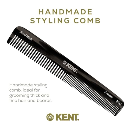 Kent 6T G Fine Tooth and Wide Tooth Hair Comb, Handmade Styling Comb for Hair Care, Barber Combs, Beard Combs For Men, Styling Grooming for Men, Women and Kids - Thumbnail 3