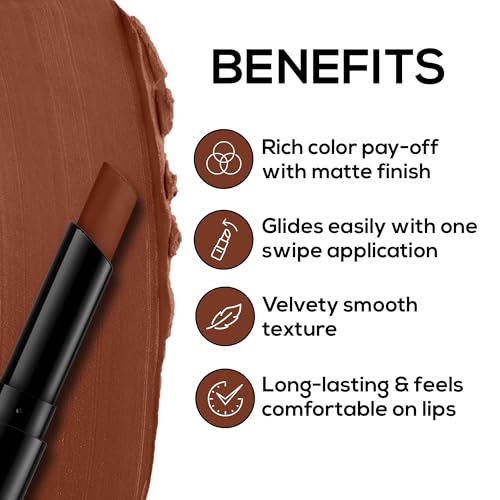 Image of RENEE Very Matte Lipstick - Deep Espresso, Intense Color Pay Off, Full Coverage, Long Lasting & Weightless, Easy Glide Formula With Velvety Finish, Suitable for All Occasion, Ideal For Gifting