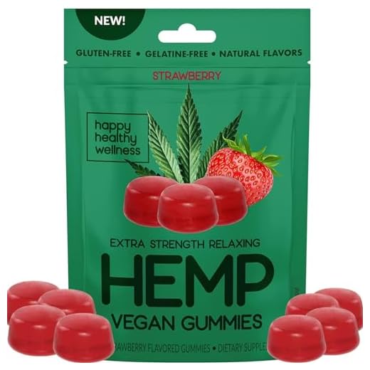 Vegan Hemp Gummies for Anxiety and Stress Relief by HHW - 100% Natural Hemp Gummies for Sleep and Anxiety - Great for Relaxing & Calming - Strawberry Flavor (30 Count) Made in USA for Adults