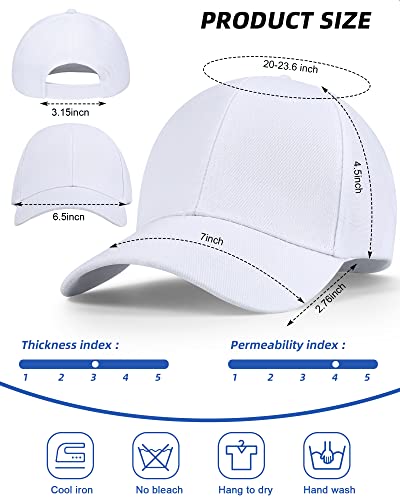 Image of Handepo 24 Pcs Blank Baseball Caps Adjustable Back Strap Unisex Blank Design Caps Plain Unisex Hats for Men Women