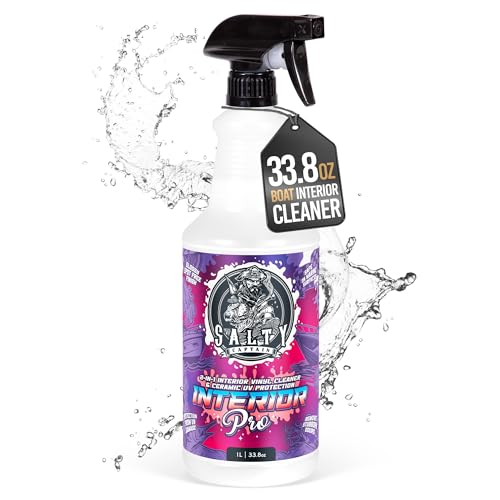 Salty Captain Interior Cleaner | Boat Seat Cleaner | Interior Cleaning & UV Protection Spray for Vinyl, Leather, Plastic & Rubber | Removes Dirt, Dust & Stains | Boats & Vehicles | 33.8oz