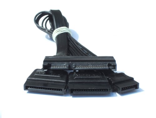 SATA 22 Pin Male to SATA 7 Pin and 2 X 15 Pin SATA Female Connectors - 6 Inch