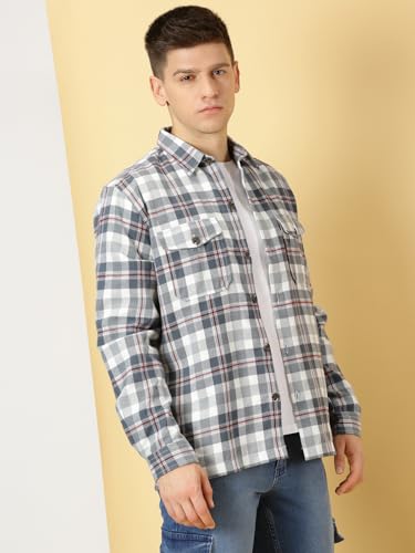 Image of Thomas Scott Men's | Checks | Full Sleeve | Regular Fit | 100% Cotton | Double Pocket | Spread Collar | Casual Shirt