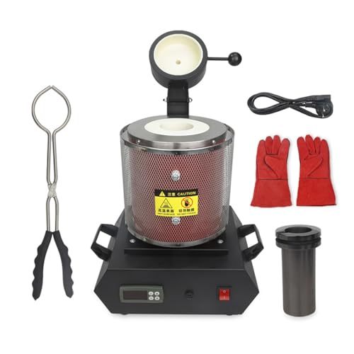 HMWOKPOT 2102°F Digital Casting Jewelry Making Tool Electric Gold Metal Melting Furnace with Mesh Guard Gold Silver Aluminum Graphite Refining Crucible Machine,Red,2kg