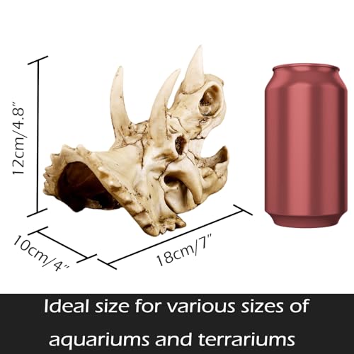 Image of Fish Hideout Cave Dinosaur Animal Skull Reptile Ornament Halloween Decor for Terrarium Aquarium Large Decorations Betta Tarantula Snake Decor Bones