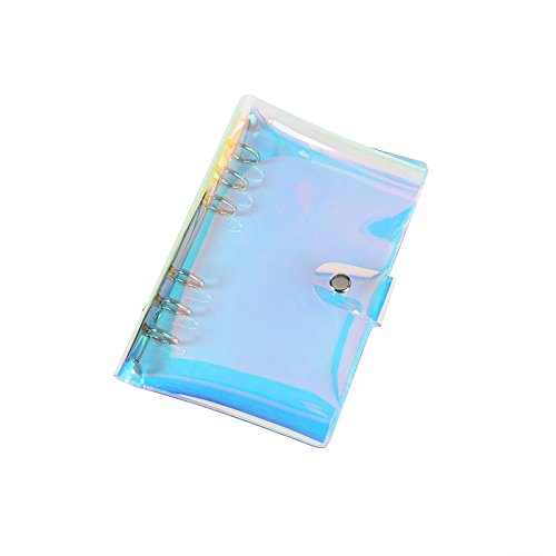 Chris.W A6 6-Ring Binder Cover with Snap Button Closure for Ring-Bound Planner Pages, Dazzling Rainbow Color, Holographic(Inner Paper Not Included)