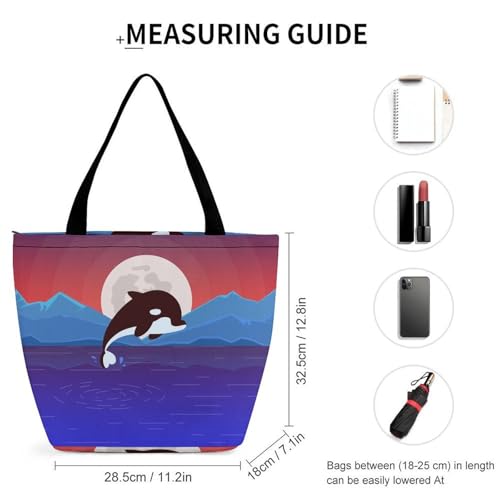 Sac à main dauphins grand volume avec bandoulière pour voyage et shopping
