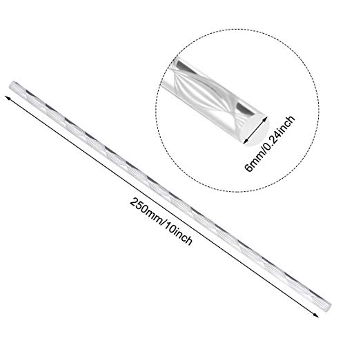 Image of uxcell Acrylic Round Rod,1 /4 Diameter 10 Inch Length,Spiral White Line,Solid Plastic PMMA Bar Stick 4pcs