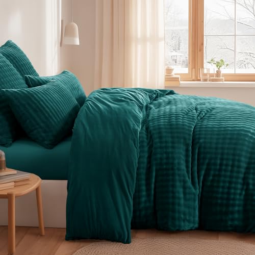 RUIKASI Winter Plüsch Bettwäsche 135 x 200 Flanell 4teilig Grün, Oeko-TEX – Ansicht 3