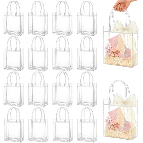 MAQIHAN Clear Gift Bags with Handles - Small Clear Party Favor Bags