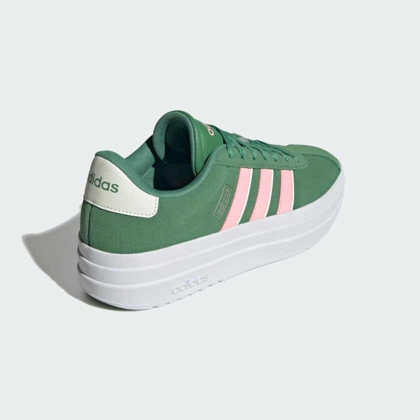 adidas Women's Vl Court Bold Sneaker 5.5 Preloved Green/Pink Spark/Ivory image 5 of 9 B0CMGP571B