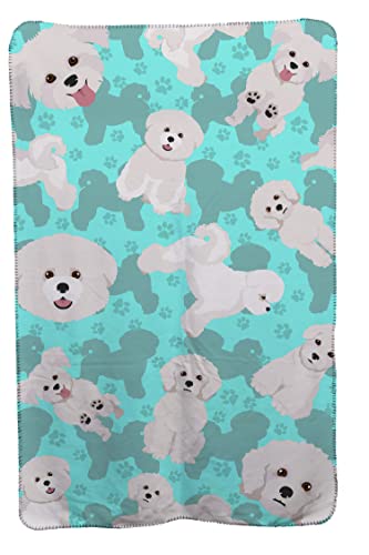 Caroline's Treasures MLM1020TBLT Bichon Frise Soft Travel Blanket with Bag Airplane Blanket, Indoor Outdoor Camping Blanket for Traveling, Picnics, Beach Trips, Concerts