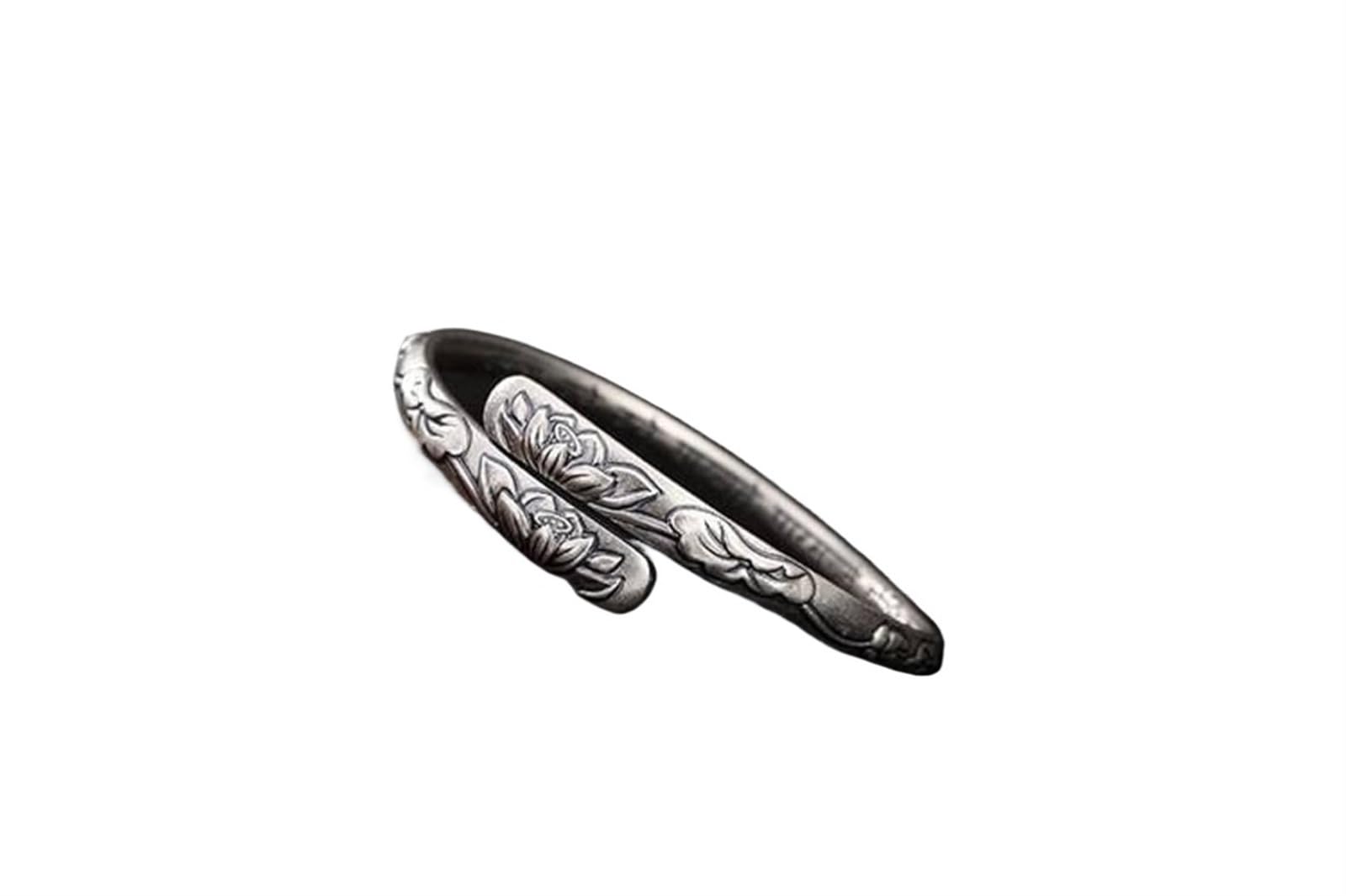 Bracciale in Argento, Bracciale Rigido alla Moda, Braccialetto in Argento S999 Opaco Retro us detti buddisti Bracciale Femminile Aperto in Argento Come Mostrato