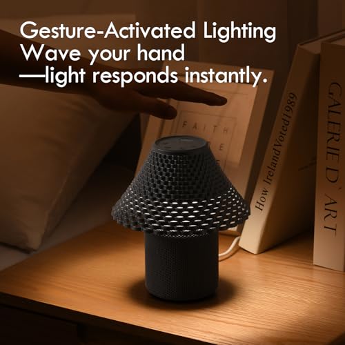 Image of Bedside Table Lamp with White Noise Machine - 10 Soothing Sounds, Gesture Control Sensor & Dimmable Night Light - 30 /60 /90 Min Auto-Off Timer for Sleep, Nursery, Office & Home Decor- Gray