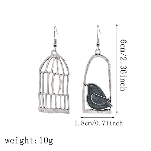 Unique Personalized Hollow Bronze Asymmetric Bird Cage Dangle Drop Earrings for Women Vintage Bohemian Hypoallergenic Jewelry2