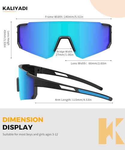 KALIYADI Kids Polarized Sunglasses Youth-Baseball-Sunglasses: Sport Running Boys Girls UV400 Protection Sun Glasses Age 3-123