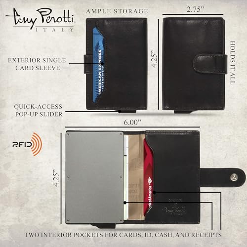 Tony Perotti Men's Italian Leather Trifold Wallet for Men - RFID Quick Access Wallet Holds Credit Cards, ID, Cash, and Receipts - Eco-Friendly Vegetable-Tanned Full Grain Leather Wallet Made in Italy2
