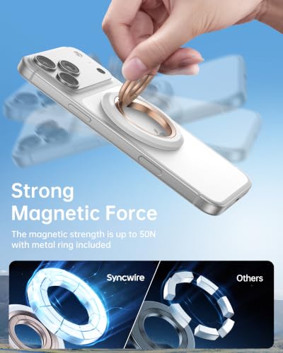 Image of SYNCWIRE Magnetic Phone Ring Holder, for MagSafe Phone Grip Stand Kickstand | 360 Rotation, Double-Sided Magnet, Cell Phone Grip Finger Holder, for iPhone 17 16 15 14 13 12 Pro Max, MagSafe Accessories