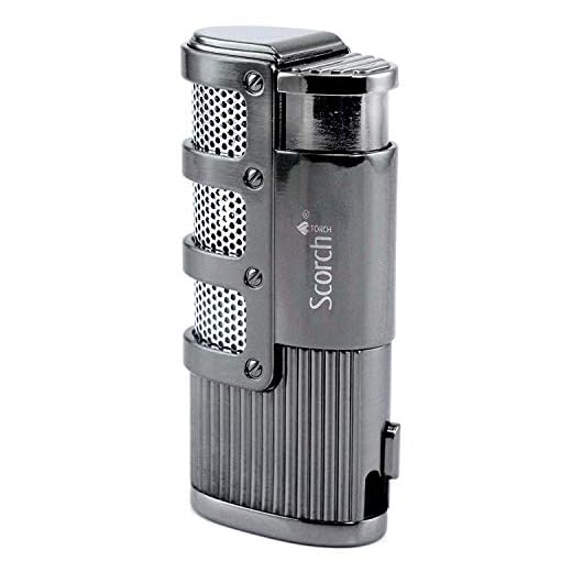 Scorch Torch Dominator Triple Jet Flame Butane Torch Cigarette Cigar Lighter w/Punch Cutter Tool (Gunmetal)