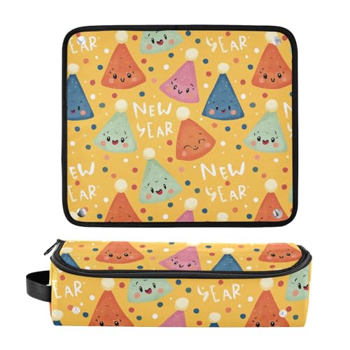Bolsa de Herramientas para Cabello Amarilla New Year Hat, Organizador Portátil Resistente al Calor para Plancha, Rizadora, Secador y Accesorios de Estilismo, Diseño 2 en 1 miniatura 3