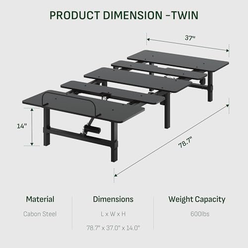 Image of Softa Twin XL Adjustable Bed Base, Head & Foot Incline (60 /40), Holds Up to 900 Lbs, Zero Gravity, Wireless Remote w /LED, Memory Presets, USB Charging Ports, Quiet Dual Motor, Easy Assembly