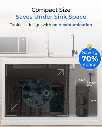 Waterdrop G5P700A-Pro Alkaline Mineral pH+ Reverse Osmosis Water Filter, NSF/ANSI 58 & 372 Certified, 8 Stage Dual Flow Reverse Osmosis System, 700 GPD RO Water Filtration System, LED Faucet thumbnail 8