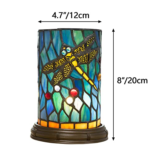 Blivuself Small Tiffany Lamp For Bedrooms Ambient Table Nightstand Light Desk Dragonfly Decorate,Night Light Mini Stained Glass Table Lamp,Usb Lamp Dimmable Warm Night Light, Soft Eye Caring #TOP5