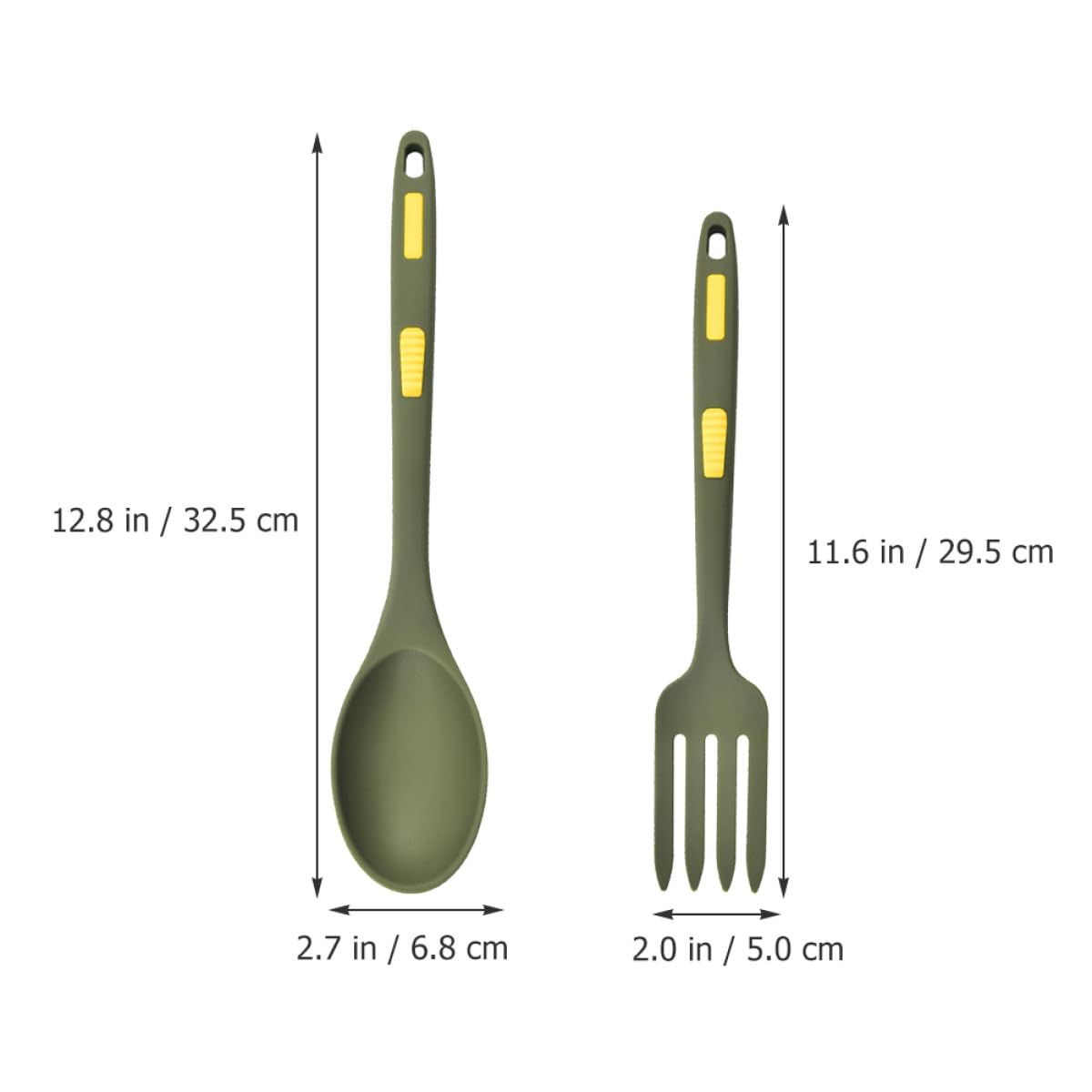 GALPADA Set 2 Pezzi Utensili da Cucina in Silicone Forchetta e Cucchiaio Bordi Lisci e Rotondi Resistenti al Calore per Mescolare e Camping