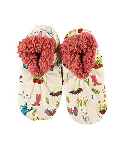 LazyOne Fuzzy Feet Slippers for Women, Cute Fleece-Lined House Slippers, Love My Bed, Garden Non-Skid